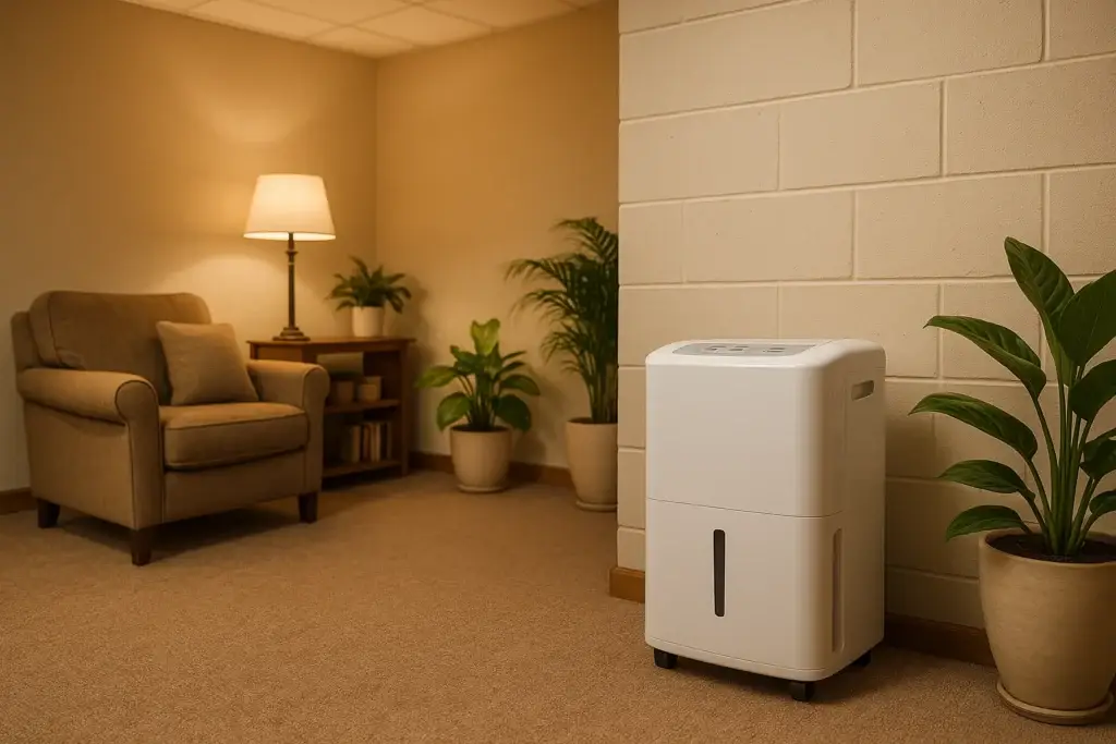 Portable dehumidifiers can be plug and play while whole home dehumidifiers are professionally installed and connected to your ducting