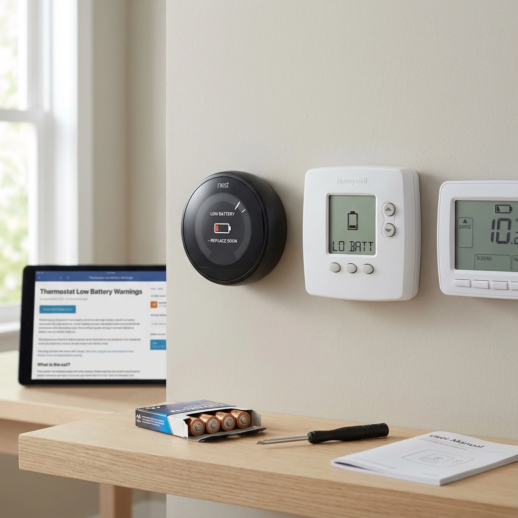 How to fix a low battery warning on a thermostat