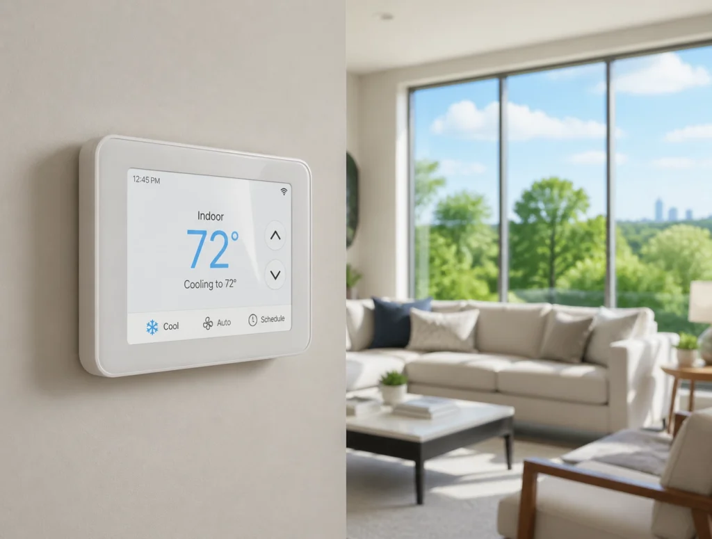 Touchscreen or basic thermostats will have common settings