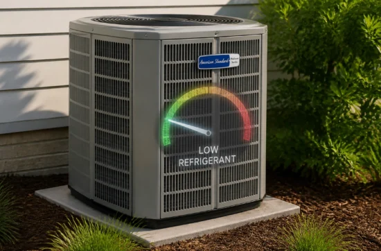 Low refrigerant is a sign of a refrigerant leak