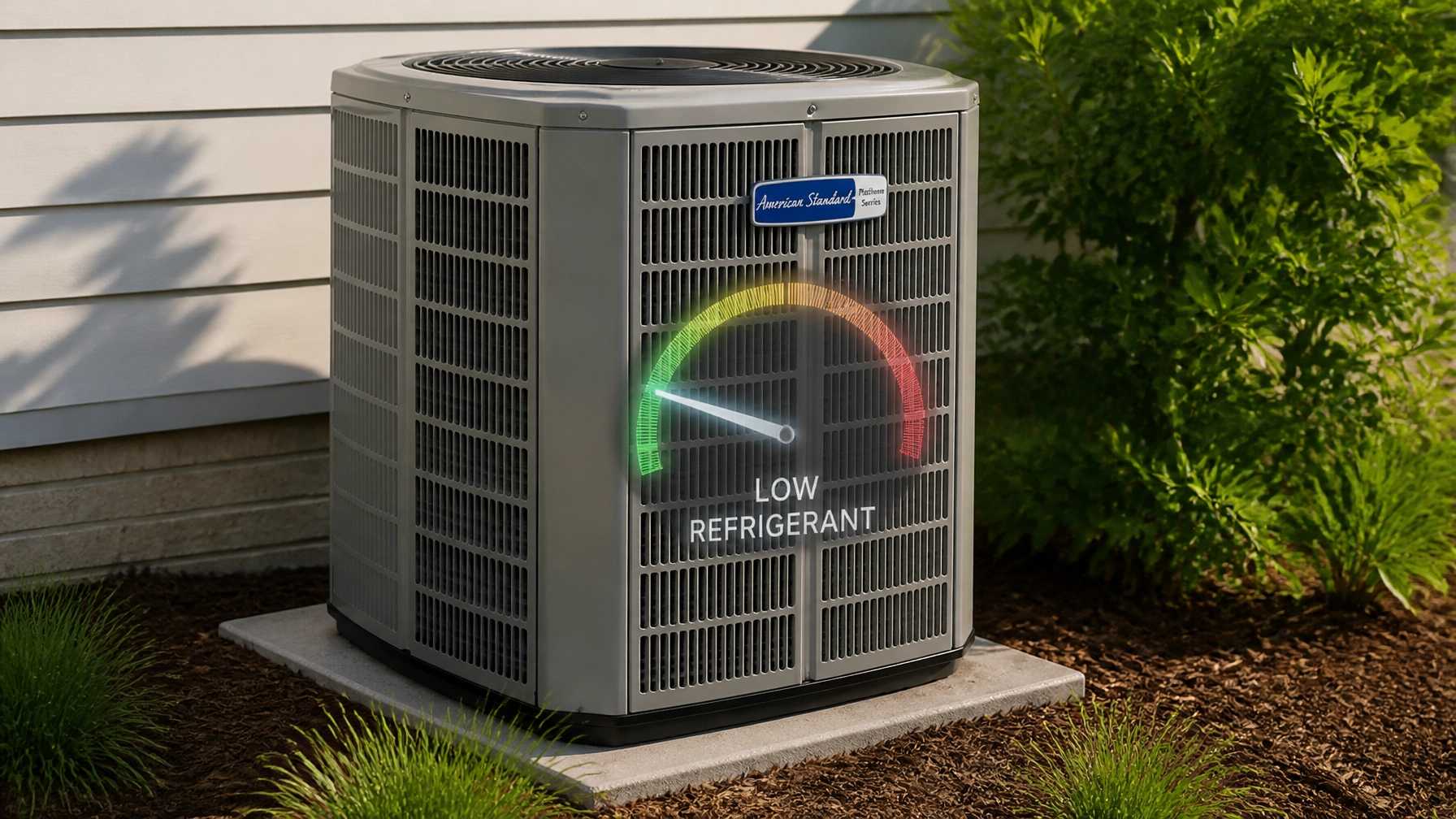 Low refrigerant is a sign of a refrigerant leak