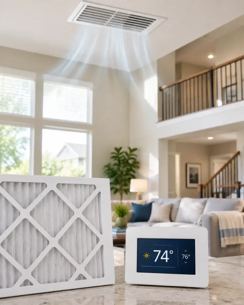 Filter, thermostat, air flow