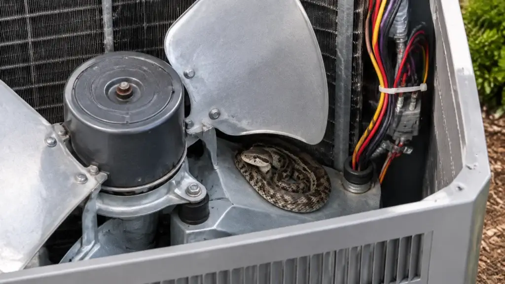 Condenser fan blade with snake